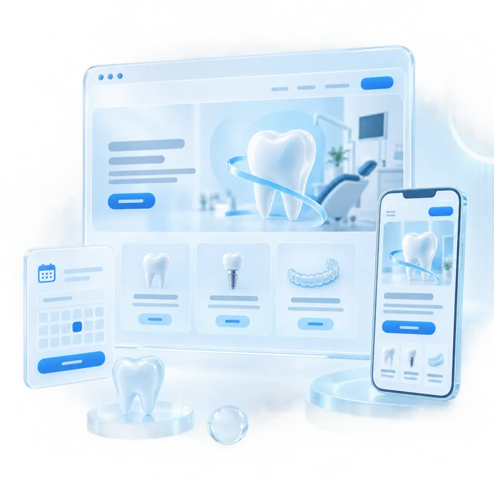 Glass dental clinic website and appointment interface