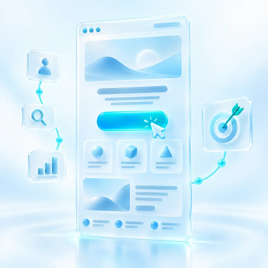Landing page interface with a focused call to action