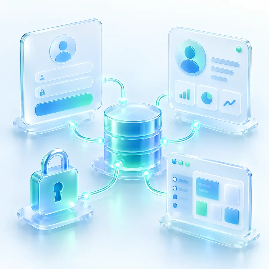Secure web application connected to profiles and database records